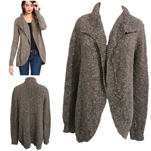 CAbi 880 Swear By Sweater Knit Brown Marled Open Front Cardigan Size Small